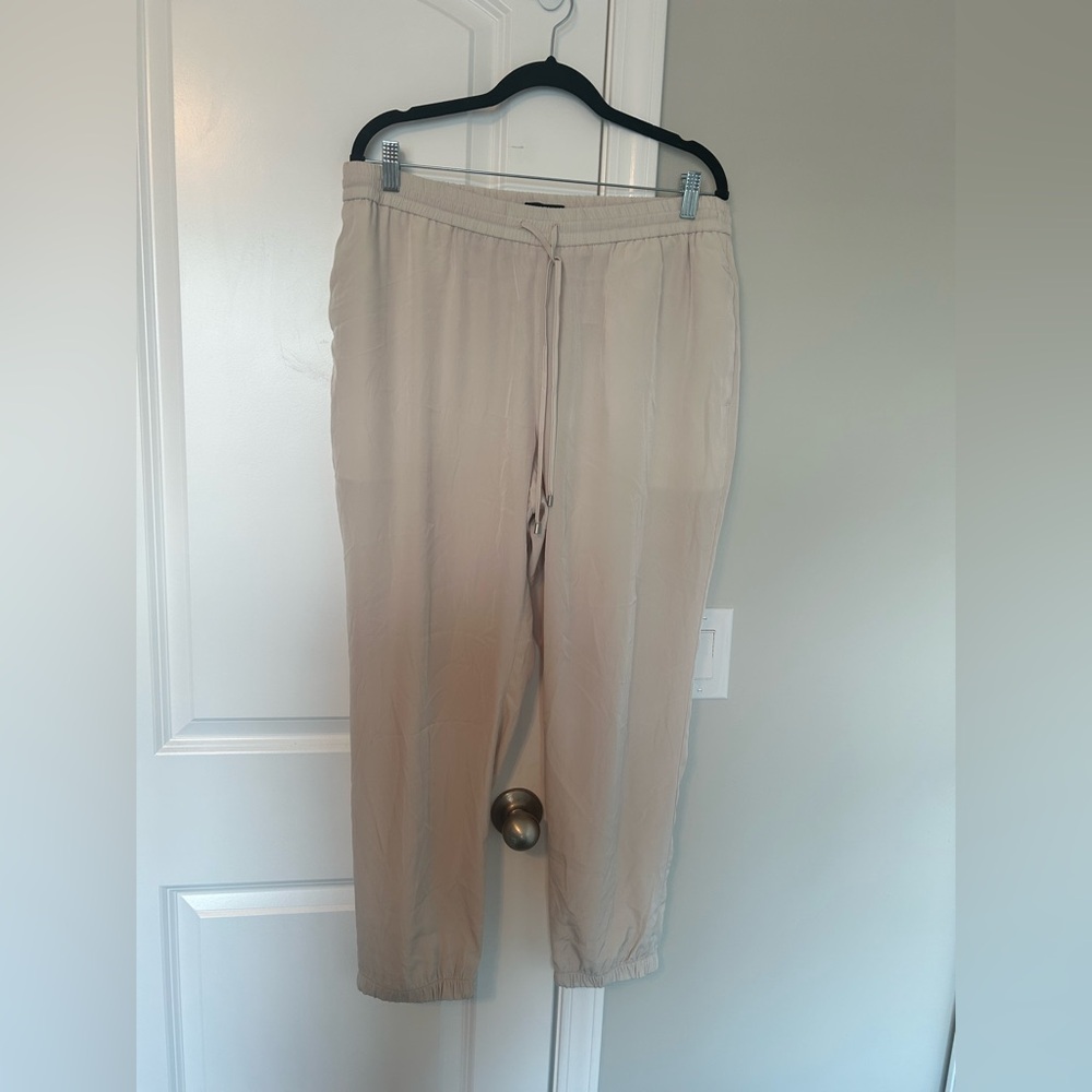 Express Light Beige Elastic Waist Pants